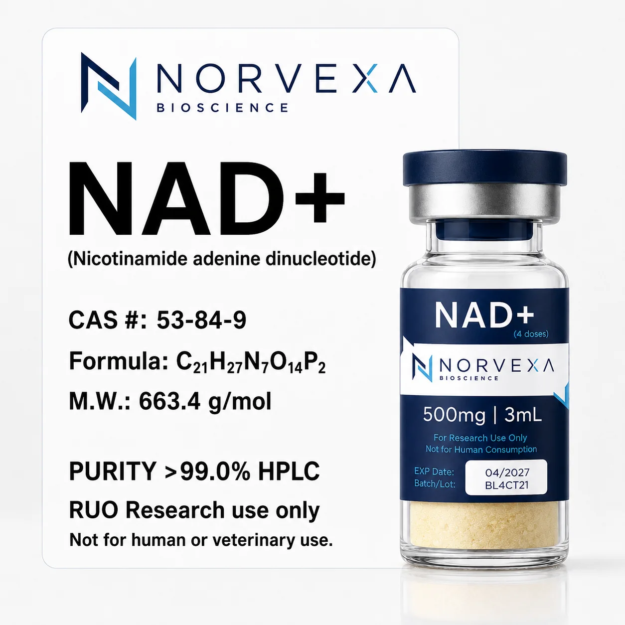 NORVEXA NAD+ detailed product poster