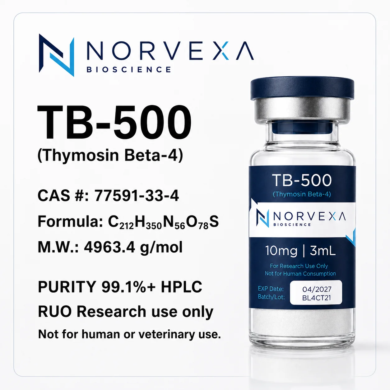 TB-500 10mg detailed product poster